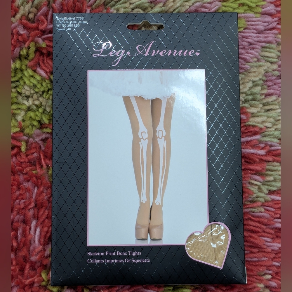 Leg Avenue Nude and White Bone Tights